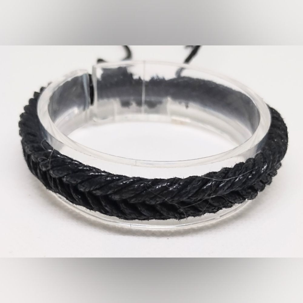 Men's leather bracelet braided‎ black new E45